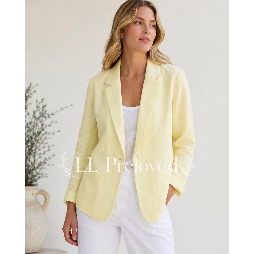 J.Jill Love Linen Yellow 100% Linen Blazer Jacket Women’s Large NWOT